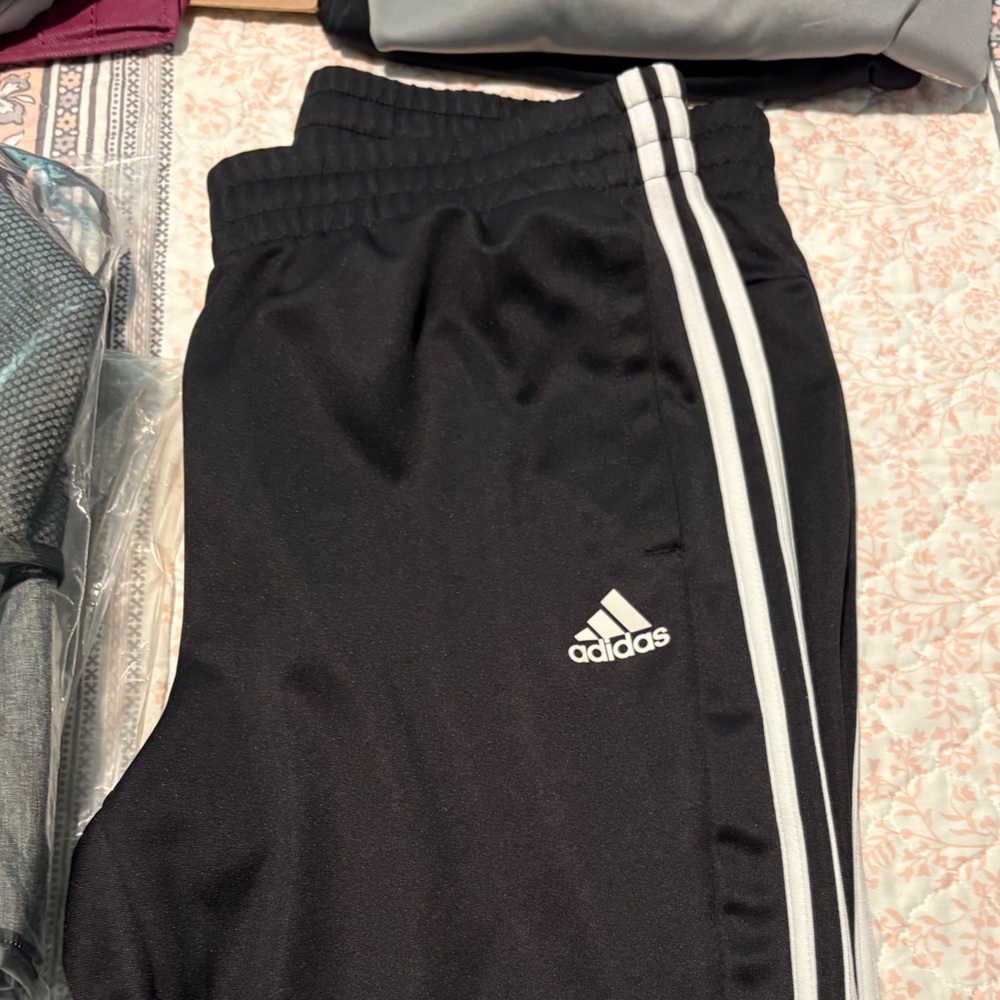 Adidas Black Track Pants with Iconic White Stripes